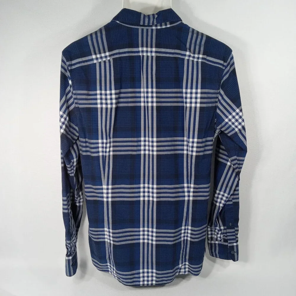 BANANA REPUBLIC Men's Blue Plaid Long Sleeve Shirt Size Medium